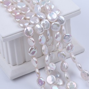 Strong Plump Baroque Shaped 12-13mm <b>White</b> <b>Button</b> Pearls Natural Freshwater Semi-Finished DIYpearls - Product Image 4