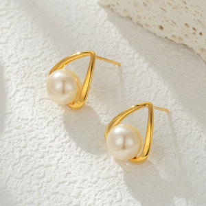 Teardrop Faux Pearl Stud Earrings With S925 Silver Posts For Everyday Wear - Product Image 4