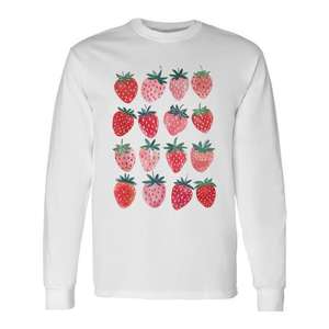 T-shirt rétro à manches longues avec motif de fruits rouges et de fraises, style Cottagecore - Product Image 1