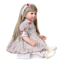 Poupée princesse reborn de 60 cm de haute qualité, poupée fille avec des cheveux blonds ultra longs, poupée haute simulation pour les cadeaux des enfants