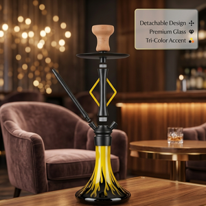 Expédition rapide : Ensemble chicha en verre avec motif flamme tricolore, en métal démontable, à un tuyau, avec foyer en argile, Nargile Sheesha, <span class=keywords><strong>Prix</strong></span> <span class=keywords><strong>de</strong></span> gros - Product Image 1