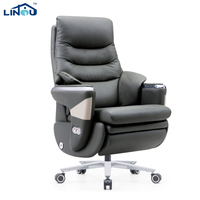 Fauteuil de massage électrique en cuir véritable, chaise de bureau exécutive, chaise d'ordinateur à domicile, fauteuil moderne minimaliste avec accoudoirs inclinables et pivotants
