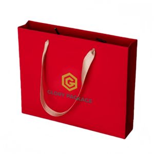 Sac cadeau <span class=keywords><strong>rigide</strong></span> personnalisé biodégradable et écologique, rouge, avec lamination douce au toucher, poignée en ruban, emballage pour boîtes de chocolat - Product Image 4