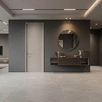 Porte intérieure en bois de style design moderne, texture réaliste de grain de bois, finition polymère CPL, insonorisante, à pousser et tirer, pour chambre et hôtel