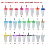 Gelas Tumbler Plastik Ajaib 24oz Warna Berubah Glitter dengan Logo Kustom Grosir, Sedotan Minum, Bebas BPA, Ramah Lingkungan