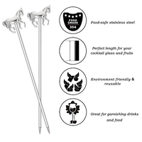 RTS Écologique Réutilisable En Acier Inoxydable 304 Cocktail Picks Martini Métal Fruits Picks Bar Accessoires Restaurants Hôtels 5pcs