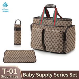 Sac à dos de luxe ergonomique rétro pour maman, sac de voyage multifonctionnel pour bébé, pour lait en poudre, couches, lingettes, boîte de couleur P - Product Image 1