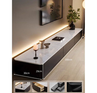 Meuble TV moderne noir haut de gamme en bois pour salon, idéal pour petits appartements, design étroit et sur pied