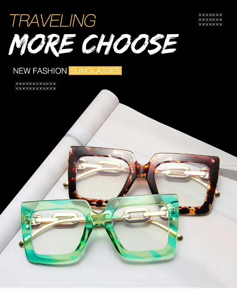 Factory Direct Trendy Oversize Square Optical Glasses Frame Retro Women Prescription Eyeglasses Fashion Colorful Female Eyewear