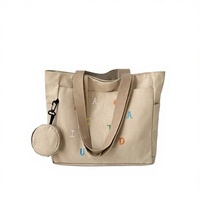 Tas Belanja Kanvas Reusable Logo Kustom, Tas Belanja Grosir Ramah Lingkungan OEM, Hadiah Promosi Pabrik, Penutup Ritsleting, Berbagai Ukuran