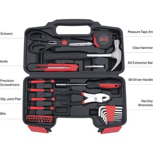 Premium, juego de reparación esencial para el hogar de 39 piezas para estudiantes universitarios, caja de herramientas de plástico para uso doméstico para electricidad - Product Image 4