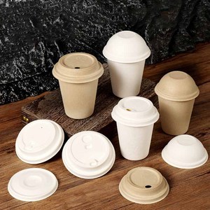 Compostable Biodegradable Desechable 80ml 90mL Café Caliente Bebida Bagazo Taza Cubierta Caña Papel Pulpa Tazas Tapas - Product Image 4