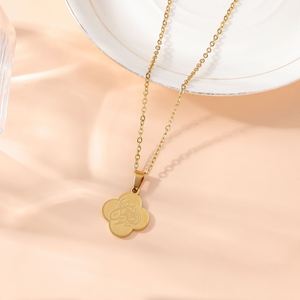 Colliers de mode en acier avec pendentif double face Sabr <span class=keywords><strong>Shukr</strong></span> Tawakkul, motif islamique musulman arabe Allah, gratitude et confiance en Dieu, motif trèfle - Product Image 4