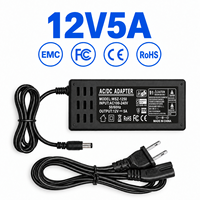 Adaptateur secteur de bureau 12V 5A 60W avec prise US, design professionnel, conforme RoHS, approuvé FCC, compatible avec de nombreux appareils