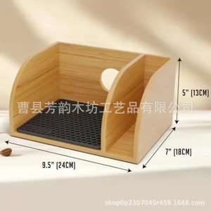 Caja de almacenamiento de papel para filtro de café de madera con soporte para jarra, estante de almacenamiento multifuncional rectangular para uso en la cocina - Product Image 4