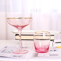 Tasse en verre de champagne en cristal rose créatif gobelet en or peint de luxe léger