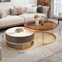 CHAUD Verre trempé Céramique Marbre Design Salon Meubles Console moderne Table à thé Table basse avec finition noire