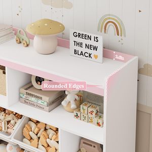 Wooden Tall <strong>Kids</strong> Bookshelf And Bookcase Tall <strong>Toy</strong> Storage <strong>Organizer</strong> Cabinet Sets With Drawers - Product Image 3