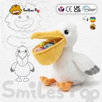 Boneka Pelican Plushie Custom Aman, Non-Toksik, dengan Ikan Kecil, Bersertifikat CE UKCA, Terbuat dari Bahan Daur Ulang, Super Lembut, Bulu Halus, Maskot Custom, Hadiah Custom