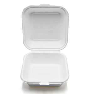 Descartável 6 polegadas 6x6x3 "<span class=keywords><strong>Burger</strong></span> <span class=keywords><strong>Box</strong></span> 450ml capacidade feita Eco-Friendly Sugarcane Bagasse Waterproof Oil Resistant Lunch - Product Image 6