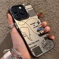 Coque de téléphone antichoc IMD pour iPhone 13 Pro Max et 14 Pro Max avec carte routière d'avion – Élégante et protectrice