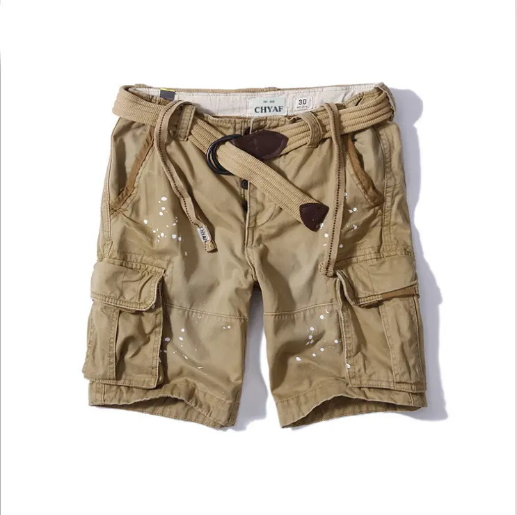 Short de jogging pour hommes, Bermuda Vintage court, personnalisé, 100% en coton, avec ceinture, style Cargo