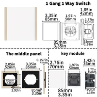 Interruptores y Enchufes de Pared WESA Ultrafinos con Botón Pulsador EU 1/2/3 Vías, Enchufe de Alimentación de 1 Vía, Combinación Libre, Diseño Moderno de Lujo