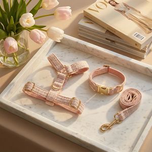 Ensemble de harnais, collier et laisse pour chien PUPE, élégant, uni, réglable, sans traction, en nylon, avec nœud papillon, combo en vrac, accessoires pour animaux de compagnie - Product Image 4