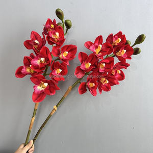 ثمانية رؤوس بيضاء وردية Cymbidium ، ساق لمس حقيقي لحفلات الزفاف المنزل عيد الميلاد عيد الشكر التخرج - Product Image 6