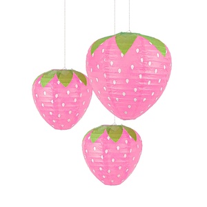 3D Strawberry Paper Lantern Fruit Themed Party Decorations Birthday Baby Shower Sweet Weeding Hanging <strong>Ornaments</strong> <strong>Red</strong> Pink - Product Image 1