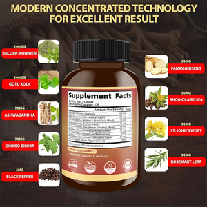 Fabricante de Suplementos para el Cerebro al por Mayor, 9 en 1, Ashwagandha, Apoyo para la Concentración, la Memoria y la Energía, 120 Cápsulas para el Apoyo Cerebral - Product Image 3