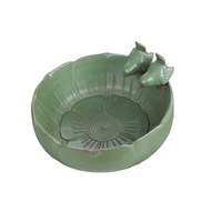 Grand pot en céramique non émaillée de style pastoral vert, durable, pour Pothos, Pennywort, Bambou porte-bonheur, Narcisse et autres plantes.