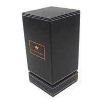 Boîte cadeau de luxe en carton noir personnalisée avec logo, pour une seule bouteille de parfum en cuir – Fabrication usine