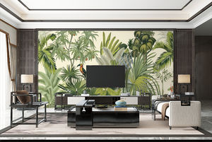 Op maat gemaakte handgeschilderde 3D natuurlandschap muurschildering behang foto tropisch bos botanische bladeren vogel peel-and-stick muurschildering - Product Image 4