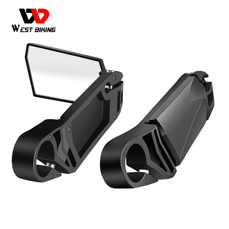 WEST BIKING Bike Handlebar Side Rear View Mirror 360 Degree Rotate Portable Easy Install Folding Bicycle Mirror Cycling Safety