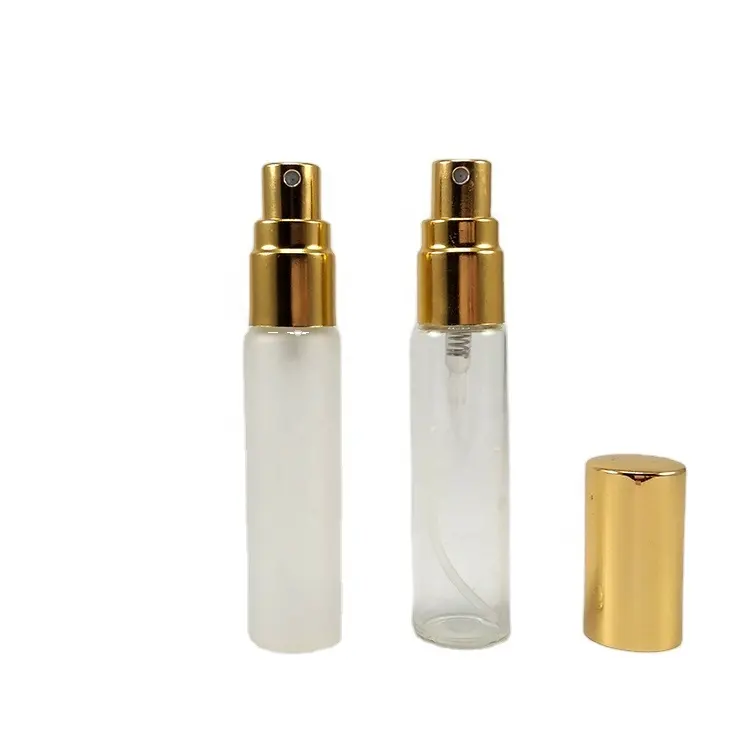 Klare Kosmetik verpackung 5ml 10ml leere gefrostete Parfüm zerstäuber Fein nebel Glass prüh flasche mit Golds prüh gerät