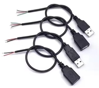 Câble d'extension Wavelink à fils nus 2/4 conducteurs USB 2.0/3.0 mâle vers femelle blindé tressé pour petit ventilateur, souris, clavier, caméra