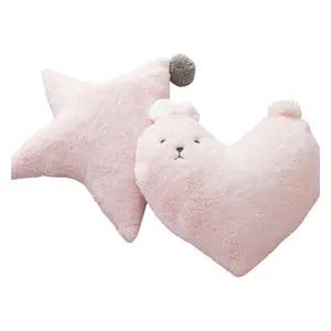 Faux Rabbit Fur Heart Shape Cushion star soft plush decorative pillows ,Good Quality Fashion Sofa Chair Fake Fur Cushion