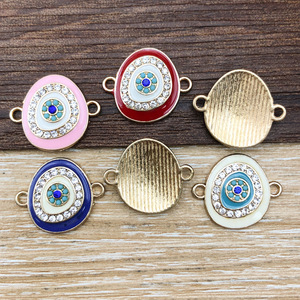 Pendentif œil porte-bonheur ovale en zircone cubique, accessoire de bijouterie DIY pour projets créatifs - Product Image 4
