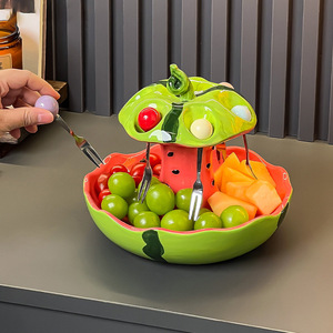 Set Multifunzionale di Forchette per Frutta <span class=keywords><strong>a</strong></span> Forma di Anguria in Acciaio Inox, Decorazioni per Dessert e Piccoli Ornamenti in Stile Fresco - Product Image 4