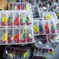 Ensemble de leurres de pêche en eau salée en gros, comprenant un spinnerbait de 7g, un crankbait cuillère à manivelle et des leurres plume à tige en cuivre