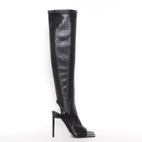 2024 Sexy dames talon aiguille bout ouvert sandales bottes femmes cuissardes en cuir