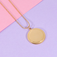 Pendentif rond en acier inoxydable poli de 25 mm, logo personnalisé gravé, cadeau, souvenir, gravure vierge, nom, collier sans ternissement