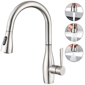 Modern 304 SS Pull Down High Flow Single Hole Brushed Nickle <b>adjustable</b> Kitchen Faucet - Product Image 2