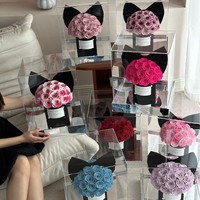 Buket Bunga Abadi Tahan Lama Ukuran Sedang dengan Ikat Pita Mawar untuk Istri/Pacar Anda - Hari Valentine & Hari Jadi