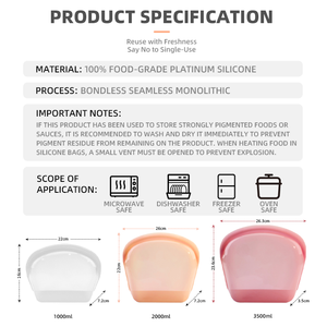 Cao Cấp Silicone Tái Sử Dụng Thực Phẩm Lưu Trữ Túi Đa Sử Dụng Thực Phẩm Lưu Trữ Túi Du Lịch Container - Product Image 2