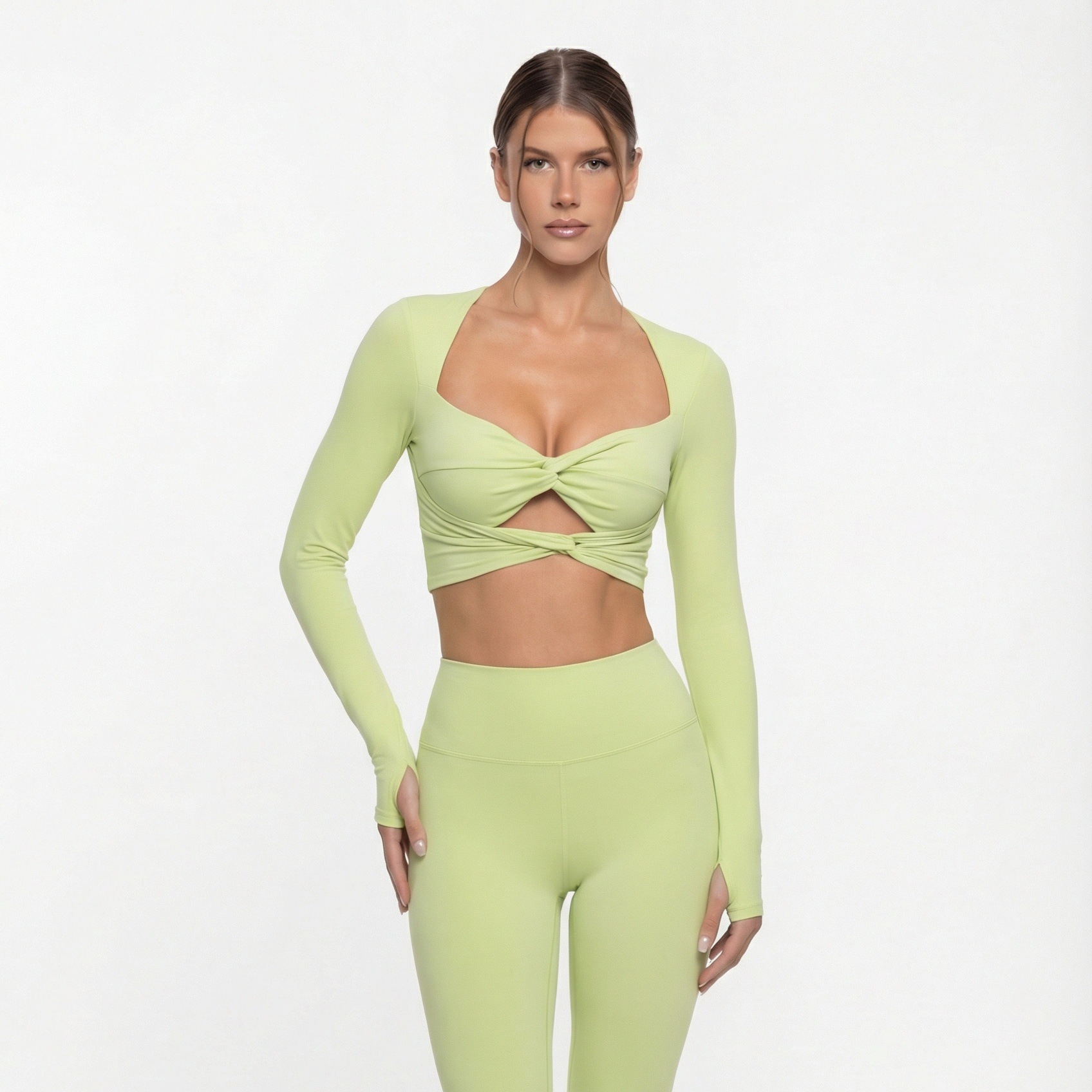Women's Spring Pullover Full Sleeve Spandex/Nylon Shockproof Push-Up Tight-Fit Solid Pattern Sweat-Wicking Sports Yoga Top