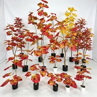 Plante Artificielle en Pot Unique Feuilles de Tortue Rouge Haute Qualité Vente en Gros Décoration Maison