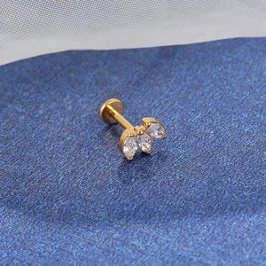 <span class=keywords><strong>Gaby</strong></span> G23 Titanio Bonito Ópalo 16G Minimalista para Boda y Compromiso, Piercing Labret de Base Plana para Oreja, Tragus, Cartílago, Hélix, Concha y Lóbulo - Product Image 4