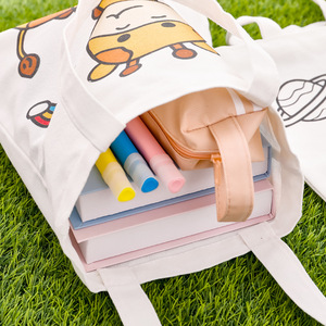 Borsa Shopper in Tela di Cotone Personalizzata con Logo Stampato, Motivo <span class=keywords><strong>a</strong></span> Lettere Semplici, Riutilizzabile, Promozionale, Carina, con Tracolla - Product Image 5